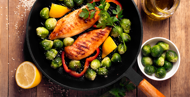 Spruitjes met kip en balsamico